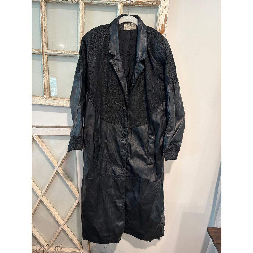 NorthSide Fashions vintage leather trench coat Union Made size 12